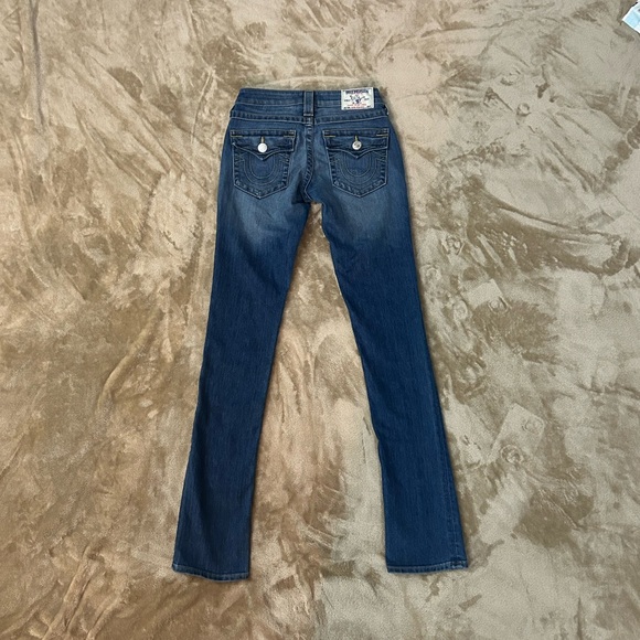 True Religion Section Slim Straight Jeans Size 24 Dark Wash Flap Pocket - Picture 6 of 10